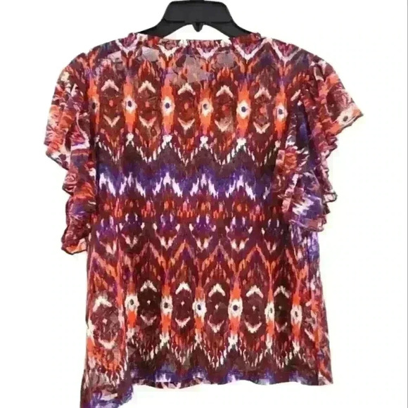 ☆ Zara Womens Abstract Print Flutter Sleeve Tie Dye Sheer Nwts Top 3/$30 - Picture 2 of 5